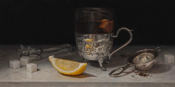 "Iced Tea and Lemon," by Susan Paterson. Oil on panel; 11 inches by 21 1/2 inches. (Courtesy of Susan Paterson)