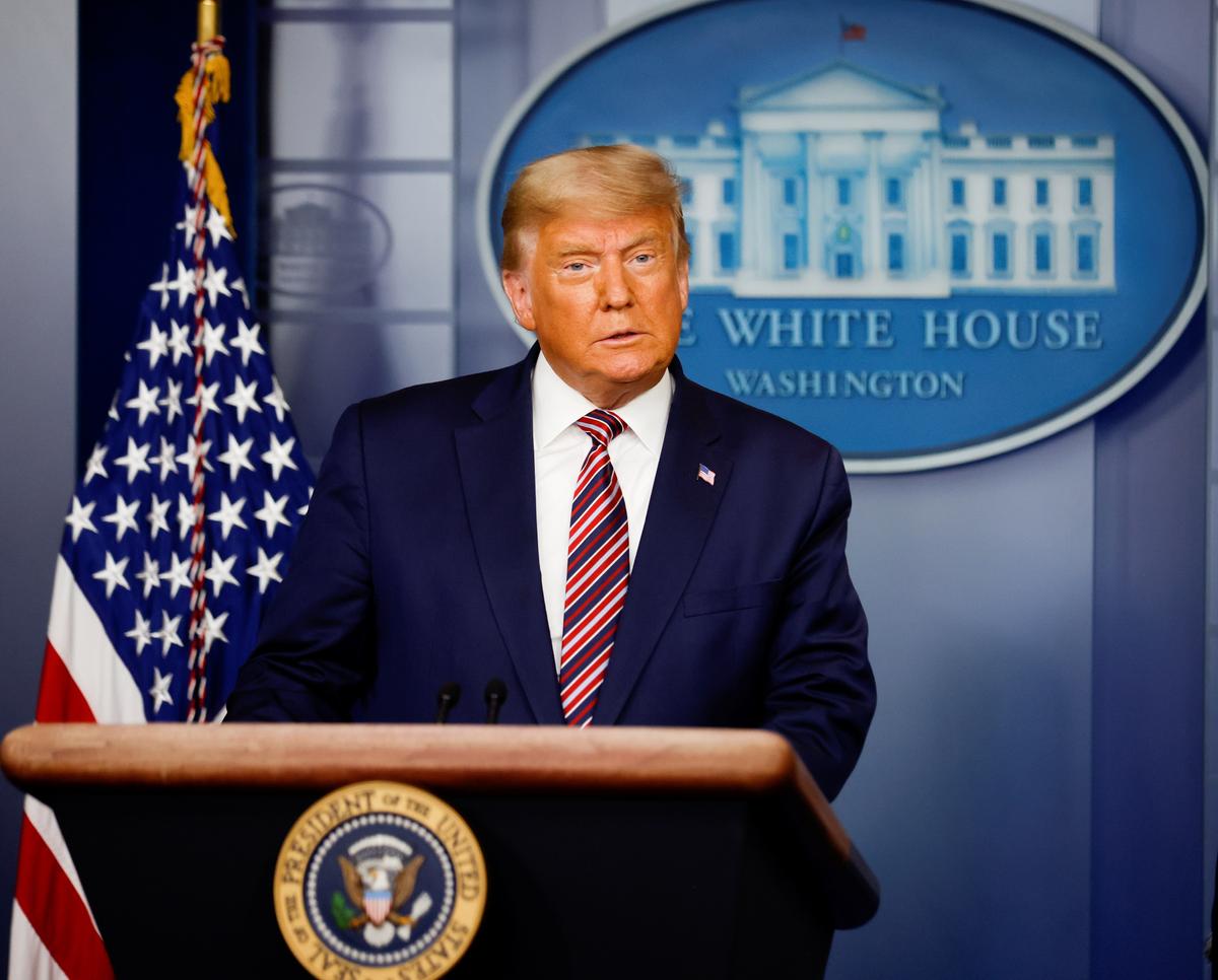 President Donald Trump speaks about the 2020 U.S. presidential election results in the Brady Press Briefing Room at the White House in Washington on Nov. 5, 2020. (Carlos Barria/Reuters)