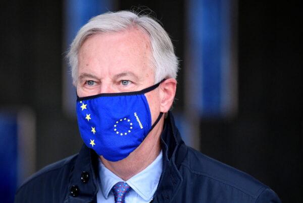 European Union's chief Brexit negotiator Michel Barnier arrives for a meeting in London, on Nov. 9, 2020. (Reuters/Toby Melville)
