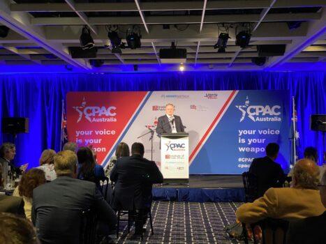 Mark Latham, New South Wales state parliamentarian speaks at CPAC Australia in Sydney, Australia on Nov. 4, 2020. (The Epoch Times)