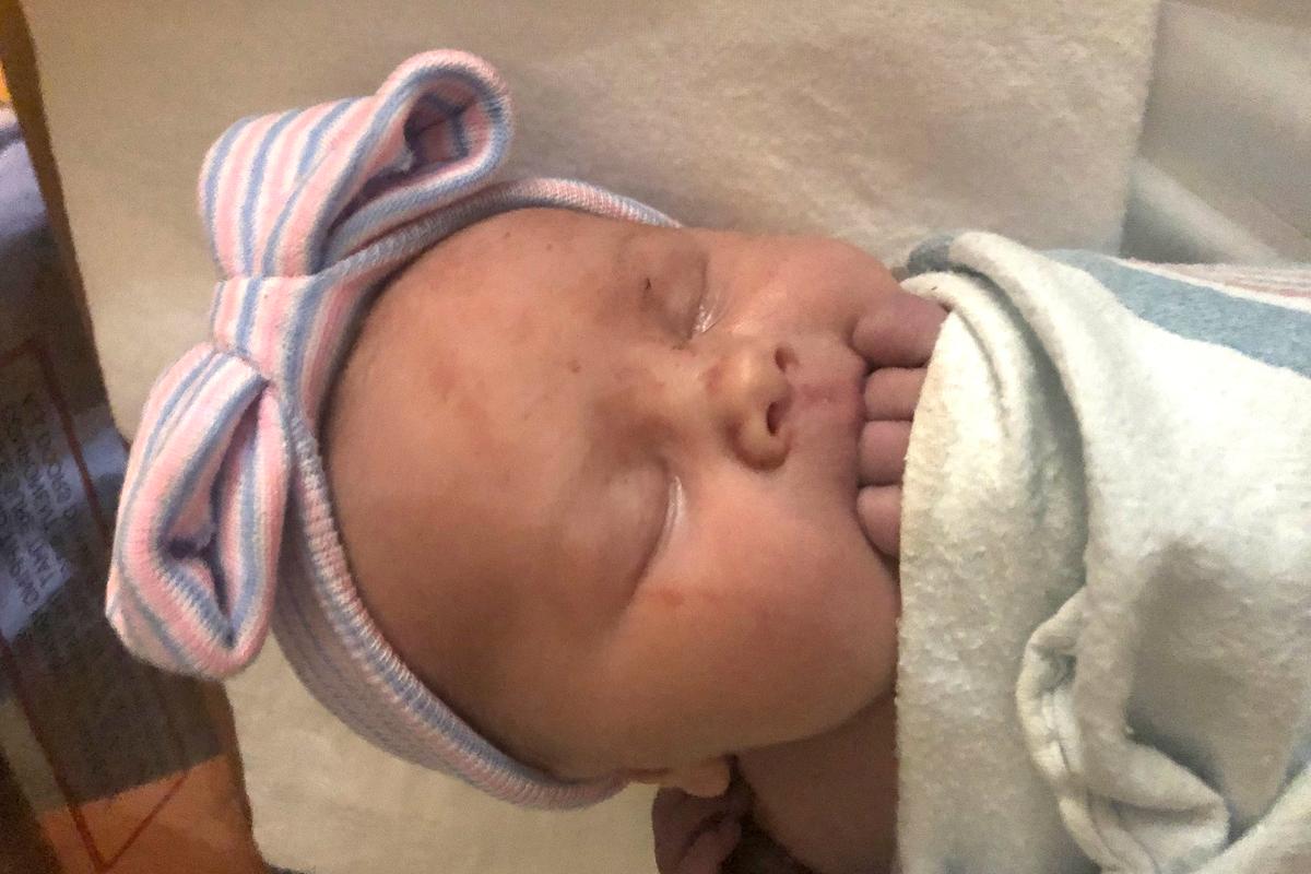 Baby Maggie Schwandt, born on Nov. 5, 2020, at a hospital in Grand Rapids, Mich. The Schwandt family welcomed their first daughter nearly three decades after the birth of their first child. (Jay Schwandt via AP)