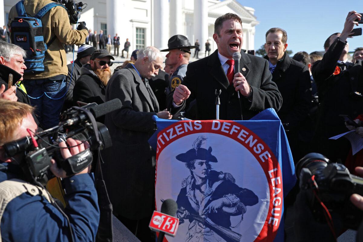 Virginia delegate Nick Freitas speaks during a rally in Richmond, Va., on Jan. 20, 2020. (Chip Somodevilla/Getty Images)