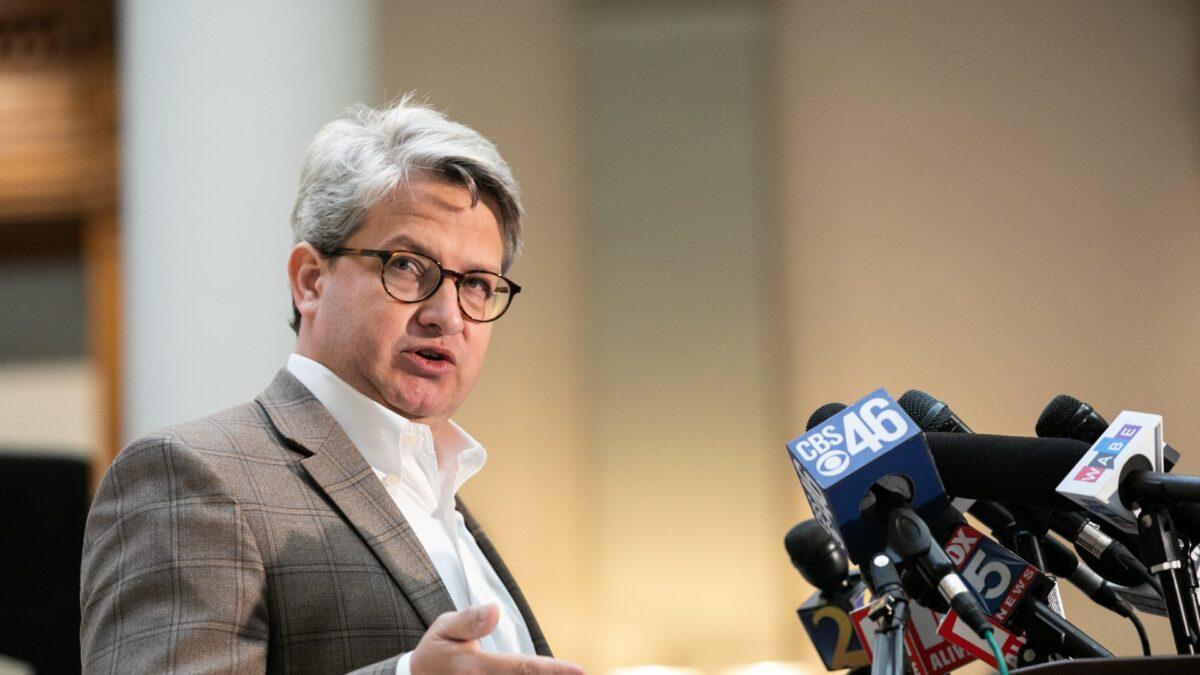 Gabriel Sterling, Voting Systems Manager for the Georgia Secretary of State's office, answers questions during a press conference on the status of ballot counting in Atlanta, Ga., on Nov. 6, 2020. (Jessica McGowan/Getty Images)