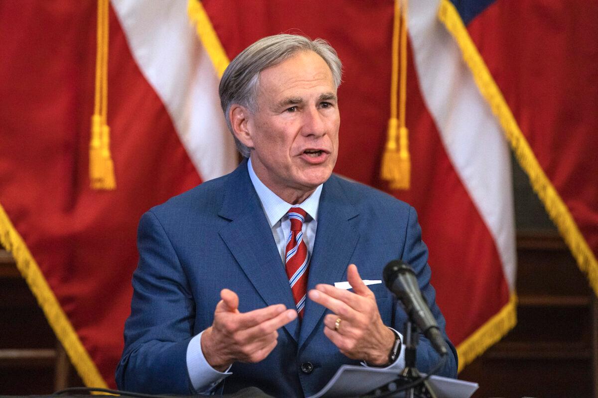 Texas Gov. Greg Abbott speaks at a press conference at the Texas State Capitol in Austin, Texas, on May 18, 2020. (Lynda M. Gonzalez/The Dallas Morning News Pool)