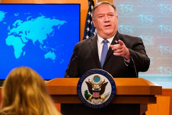 U.S. Secretary of State Mike Pompeo speaks during a briefing on Nov. 10, 2020. (Jacquelyn Martin/Pool/AFP via Getty Images)