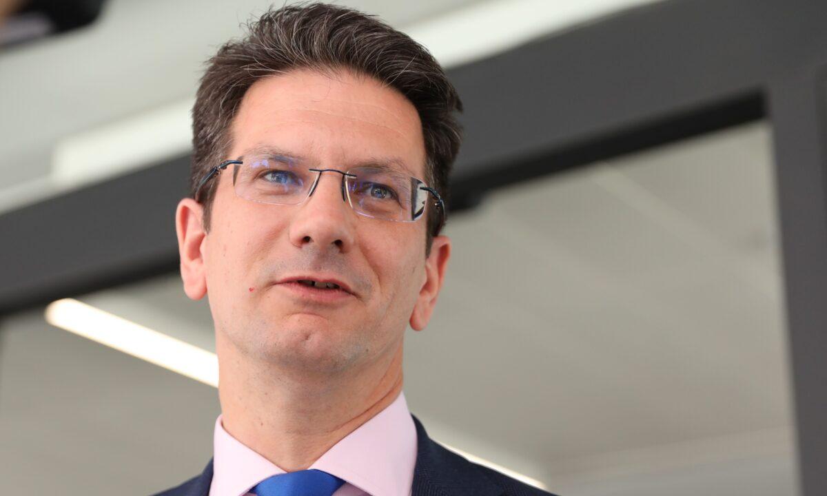 Conservative MP Steve Baker leaves an event where Boris Johnson was announced as the new leader of the Conservative Party, in central London, on July 23, 2019. (Isabel Infantes/AFP via Getty Images)