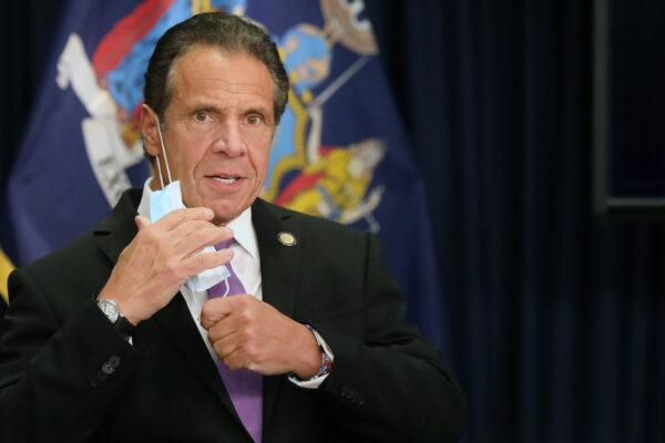  New York state Gov. Andrew Cuomo speaks at a news conference in New York City, on Sept. 8, 2020. (Spencer Platt/Getty Images)