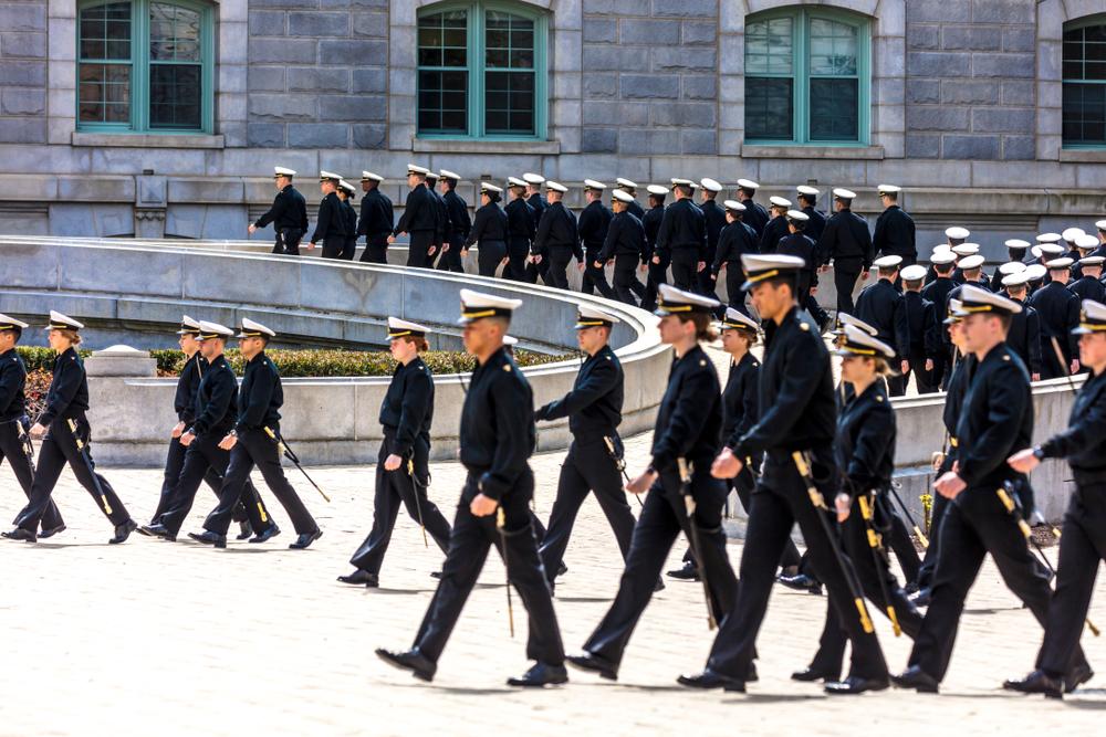 Midshipmen at the U.S. Naval Academy in Annapolis, Maryland, on April 9, 2018. (Joseph Sohm/Shutterstock)