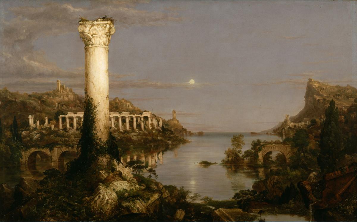“The Course of Empire: Desolation,” 1836, by Thomas Cole. Oil on Canvas, 39.5 inches by 63.5 inches. New York Historical Society. (Public Domain)