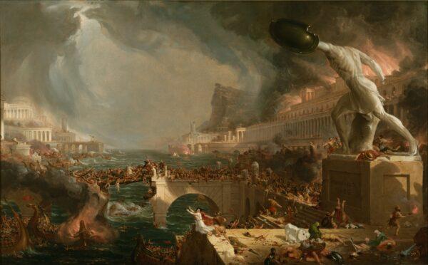 “The Course of Empire: Destruction,” 1836, by Thomas Cole. Oil on canvas, 39 1/4 inches by 63 1/2 inches. New-York Historical Society. (Public Domain)