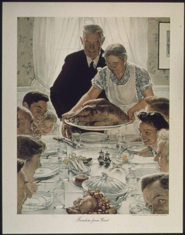 Norman Rockwell’s illustration “Freedom From Want,” appearing in the March 6, 1943, issue of The Saturday Evening Post (it was created in November 1942), has become emblematic of our Thanksgiving celebration. National Archives and Records Administration. (Public Domain)