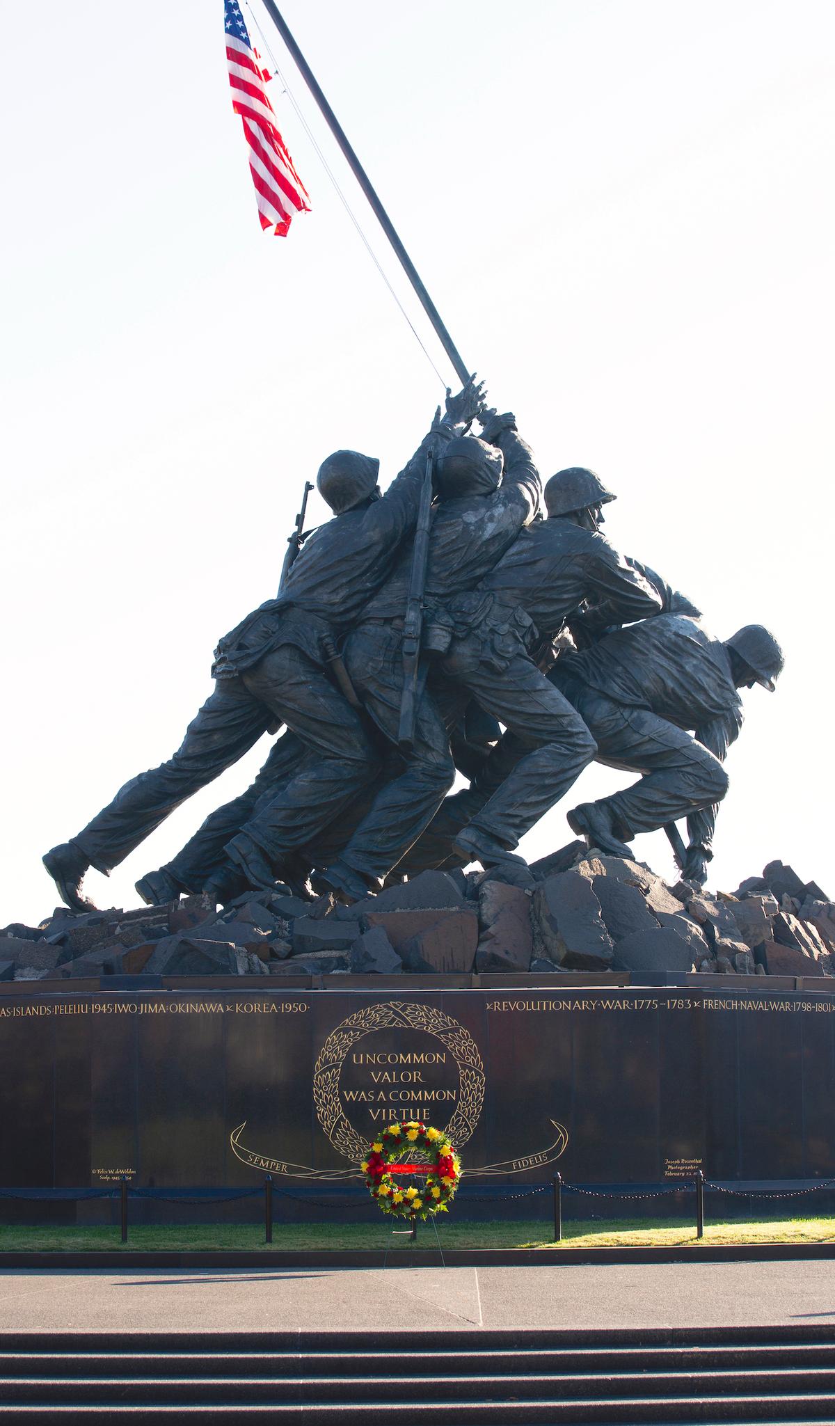 The U.S. Marine Corps War Memorial in Arlington, Va., as pictured on Nov. 10, 2020 (<a href="https://www.dvidshub.net/image/6419700/us-marine-corps-245th-birthday-wreath-laying">Lance Cpl. Morgan L. R. Burgess</a>/U.S. Marine Corps)