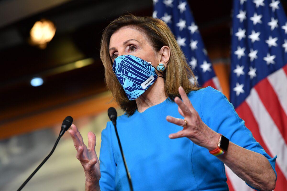 House Speaker Nancy Pelosi (D-Calif.) holds a press briefing on Capitol Hill in Washington on Nov. 6, 2020. (Nicholas Kamm/AFP via Getty Images)