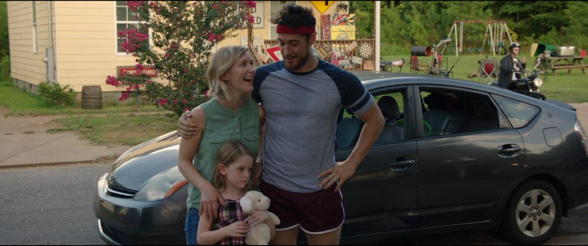 (L–R) Emily Dunlop, Copelyn Chastain, and Sterling Hurst play the Cooper family in “Small Group the Movie.” (Gathr Films/Ocean Avenue Entertainment)