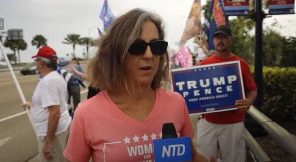 Julie Sheldon attended a Stop the Steal rally in Ormond Beach, Florida on Nov. 14, 2020. (NTD Television)