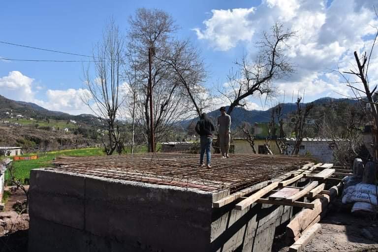 Construction of a community bunker at Balnoi, in Mendhar in Poonch district of Jammu, India, on May 3, 2019. The Indian government is building community and individual bunkers to help people take shelter during cross border shelling. (Nazim Ali Manhas)