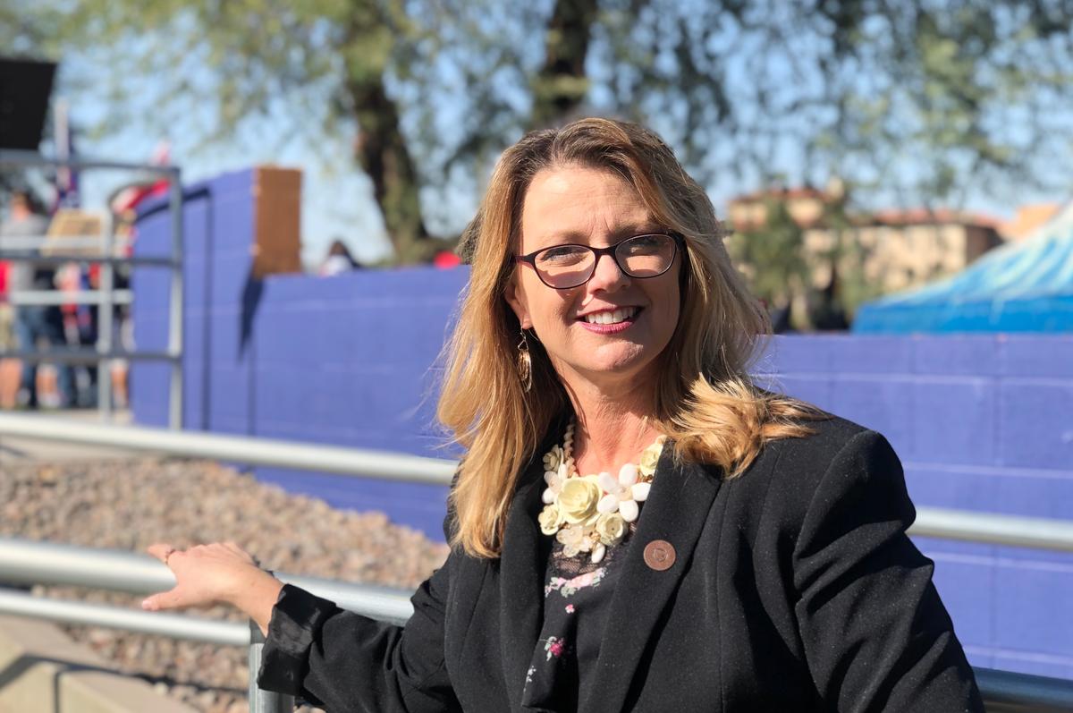 State Rep. Kelly Townsend stands outside Arizona's state capitol on Nov. 14, 2020. (Bowen Xiao/The Epoch Times)