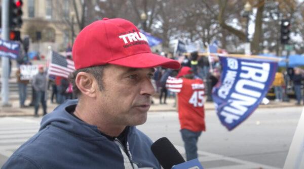 Steve Dedin attended a Stop the Steal rally in Springfield, Illinois on Nov. 14, 2020. (NTD Television)