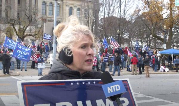 Lori White attended a Stop the Steal rally in Springfield, Illinois on Nov. 14, 2020. (NTD Television)