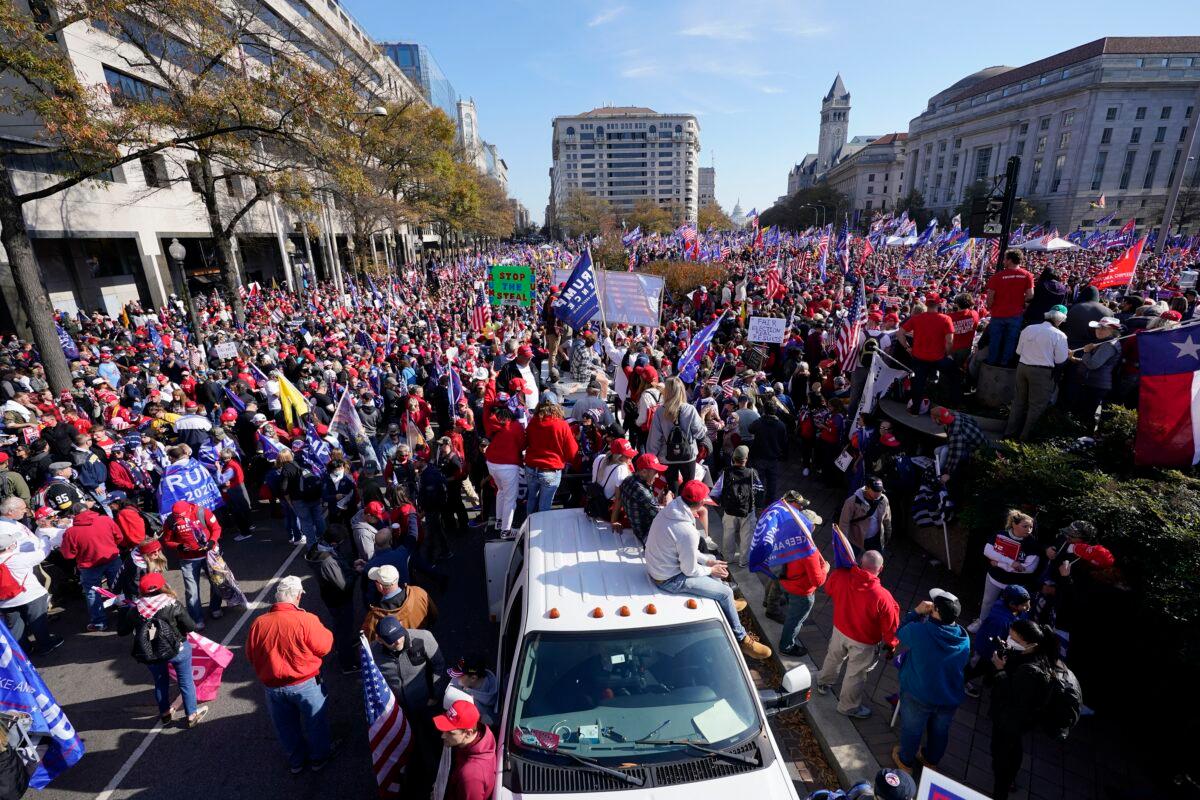  Supporters of President Donald Trump rally at Freedom Plaza in Washington on Nov. 14, 2020. (Julio Cortez/AP Photo)