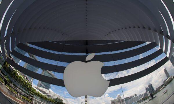 A logo of Apple is seen outside at the upcoming Apple Marina Bay Sands store in Singapore on Sept. 8, 2020. (Edgar Su/Reuters)