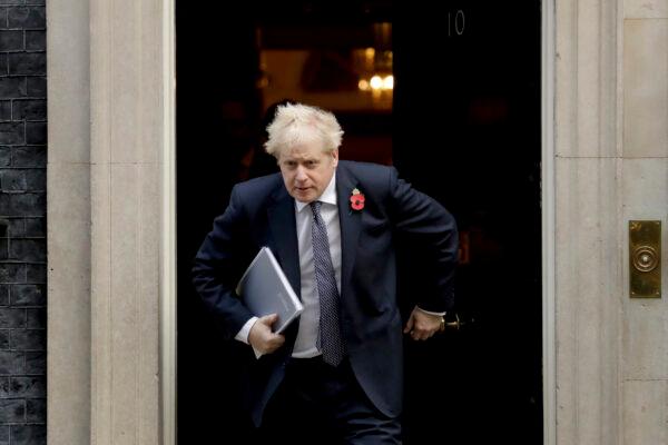 British Prime Minister Boris Johnson leaves 10 Downing Street in London, on Nov. 10, 2020. (Matt Dunham/AP Photo)