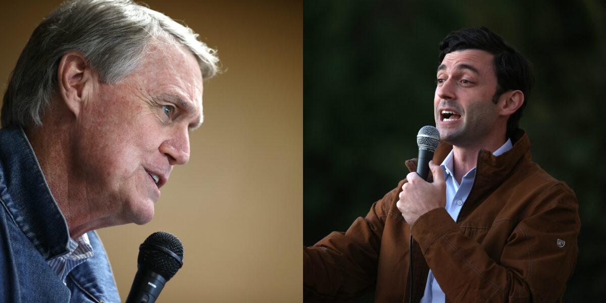 Sen. David Perdue (R-Ga.) (L) and Democratic U.S. Senate nominee Jon Ossoff in file photographs. (Getty Images)