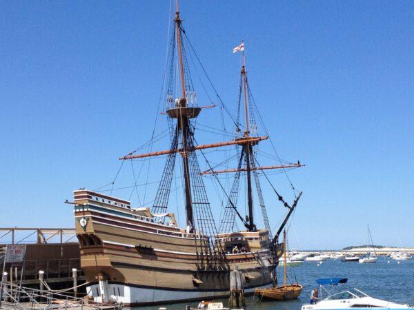 Mayflower II, a replica of the original Mayflower docked at Plymouth, Mass. (CC BY-SA 4.0)