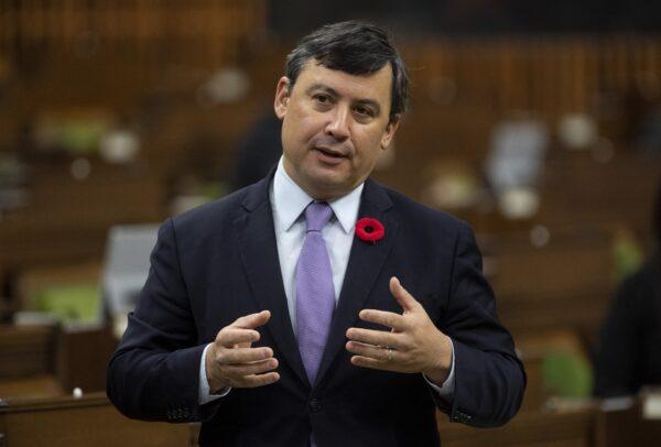 Conservative MP Michael Chong rises during Question Period in the House of Commons in Ottawa, on Oct. 30, 2020. (Adrian Wyld/The Canadian Press)