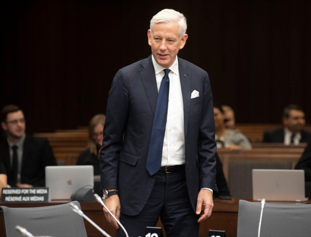 Canada's Ambassador to China Dominic Barton waits to appear before the House of Commons committee on Canada-China relations in Ottawa, Canada, on Feb. 5, 2020. (Adrian Wyld/The Canadian Press)