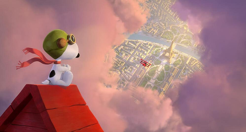 Snoopy in the midst of his favorite Walter-Mitty-fighter-pilot fantasy, dogfighting the Red Baron in "The Peanuts Movie." (Twentieth Century Fox Film Corporation)