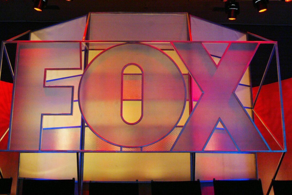 The Fox Network logo during the 2005 Television Critics Winter Press Tour at the Hilton Universal Hotel in Universal City, Calif., on Jan. 17, 2005. (Frederick M. Brown/Getty Images)
