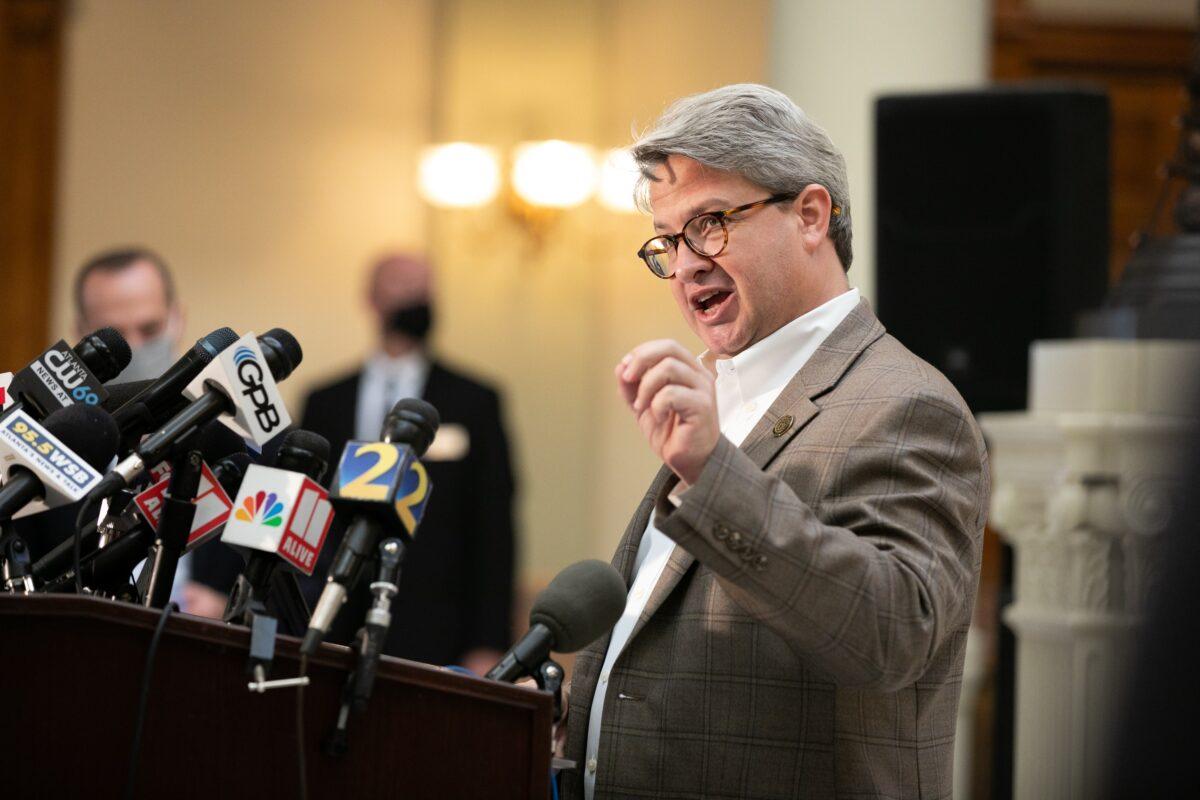 Gabriel Sterling, voting systems manager for the Georgia secretary of state's office, speaks to reporters in Atlanta on Nov. 6, 2020. (Jessica McGowan/Getty Images)