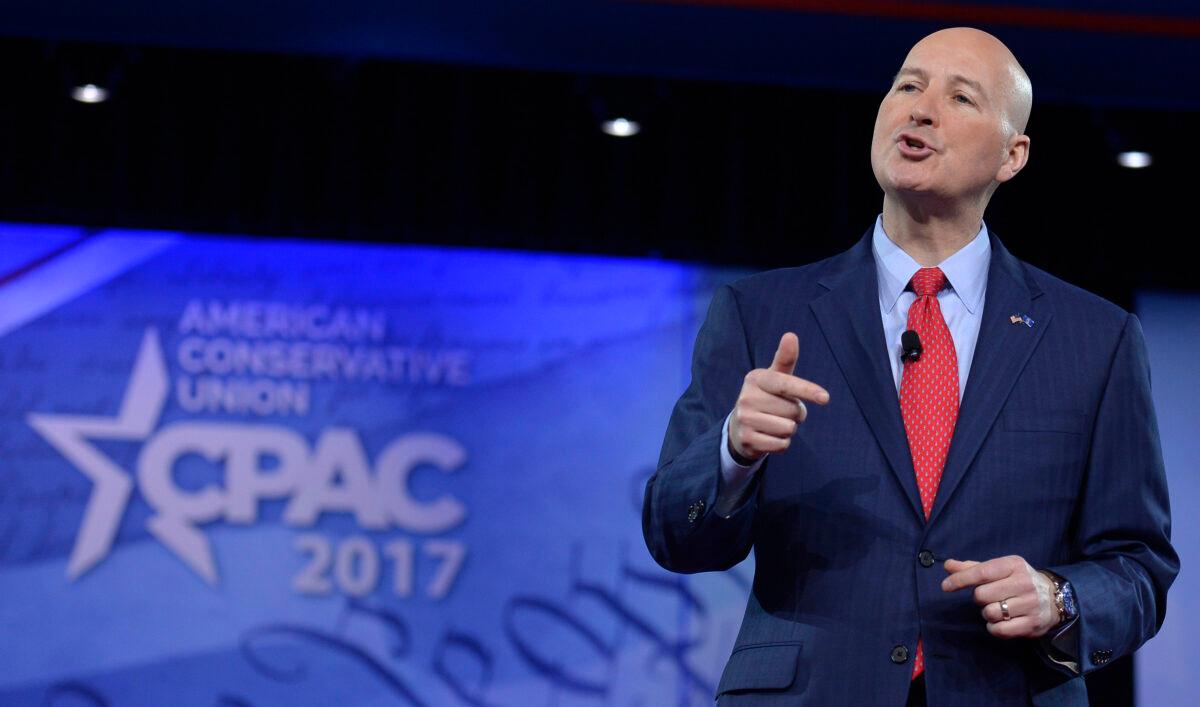 Nebraska Gov. Pete Ricketts speaks during a conference at National Harbor, Md., on Feb. 24, 2017. (Mike Theiler/AFP via Getty Images)