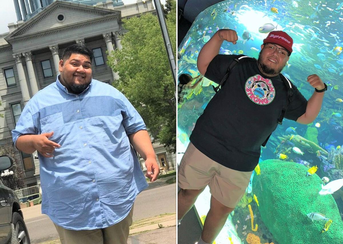 (L) Gus "before" the weight loss journey began; (R) Gus after shedding a few pounds. (Courtesy of <a href="https://www.facebook.com/Abesfittyfoods/">Abraham Peña</a>)