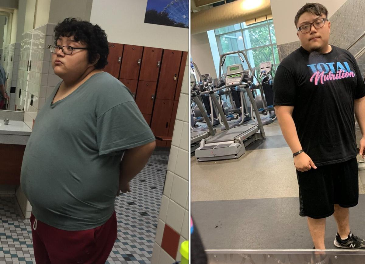 (L) Rudy "before" the weight loss journey began; (R) Rudy after shedding a few pounds. (Courtesy of <a href="https://www.facebook.com/Abesfittyfoods/">Abraham Peña</a>)