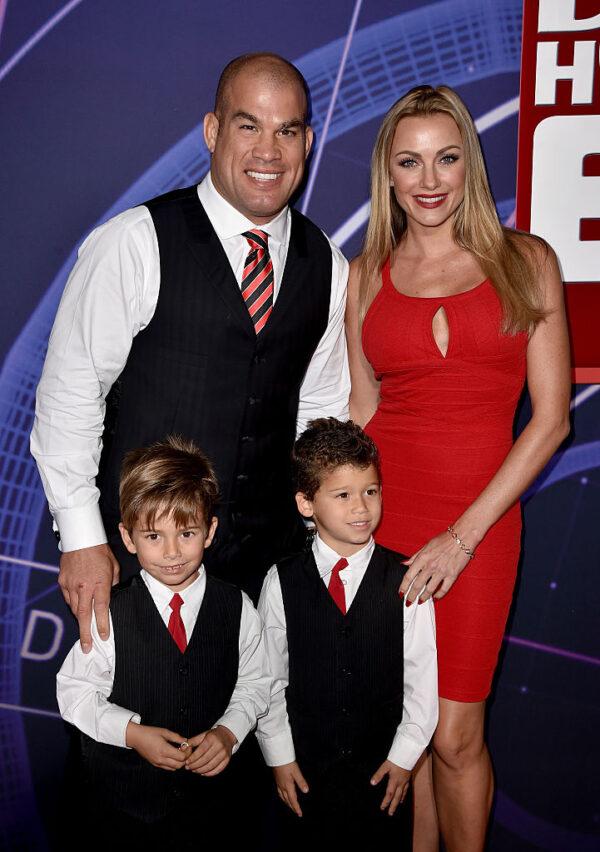 Tito Ortiz, Amber Miller, and sons Jesse and Journey attend the premiere of Disney's "Big Hero 6" at the El Capitan Theatre in Hollywood, Calif., on Nov. 4, 2014. (Kevin Winter/Getty Images)
