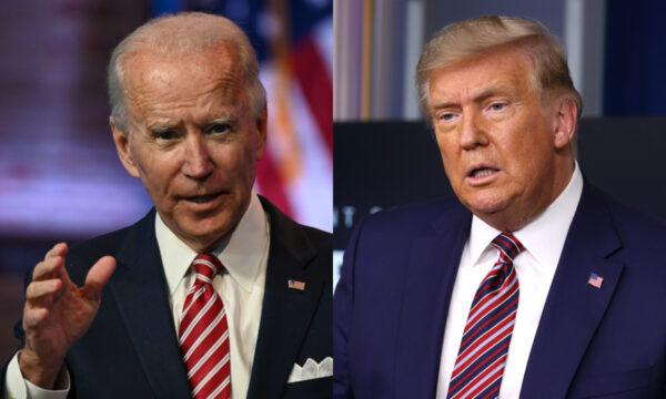 Democratic presidential candidate Joe Biden, left, and President Donald Trump in file photographs. (Getty Images)