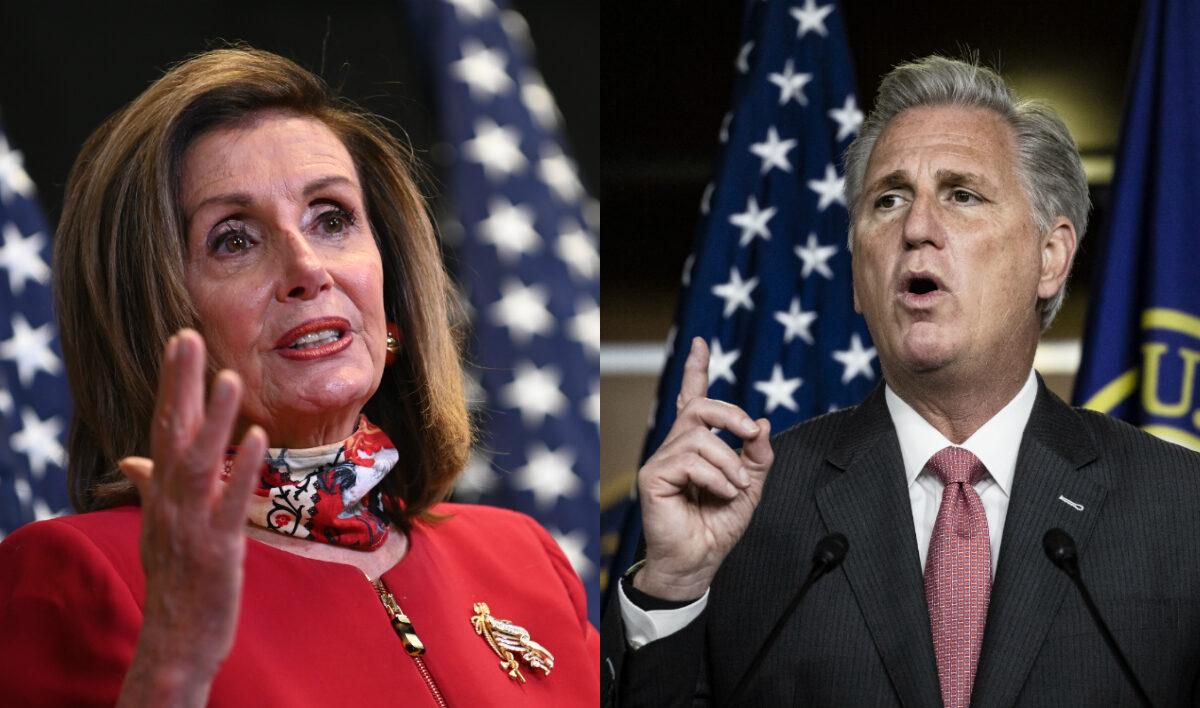 House Speaker Nancy Pelosi (D-Calif.) (L) and House Minority Leader Rep. Kevin McCarthy (R-Calif.) in file photographs in Washington. (Getty Images)