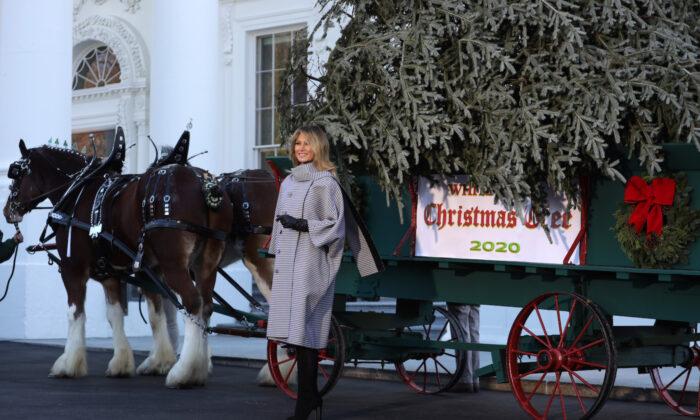 Melania Trump Welcomes Christmas Tree at White House