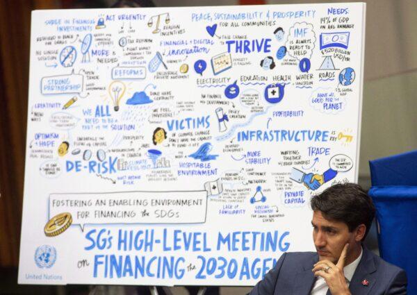 Prime Minister Justin Trudeau participates in a high-level meeting on financing the 2030 Agenda for Sustainable Development at the United Nations, on Sept. 24, 2018. (The Canadian Press/Adrian Wyld)