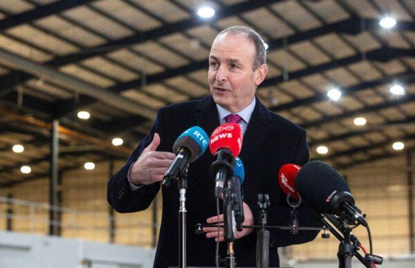 Ireland's Prime Minister Michael Martin speaks to members of the media during his visit to Terminal 10, the largest state facility in Dublin Port, in Dublin on Nov. 23, 2020. (Julien Behal/Pool/AFP via Getty Images)