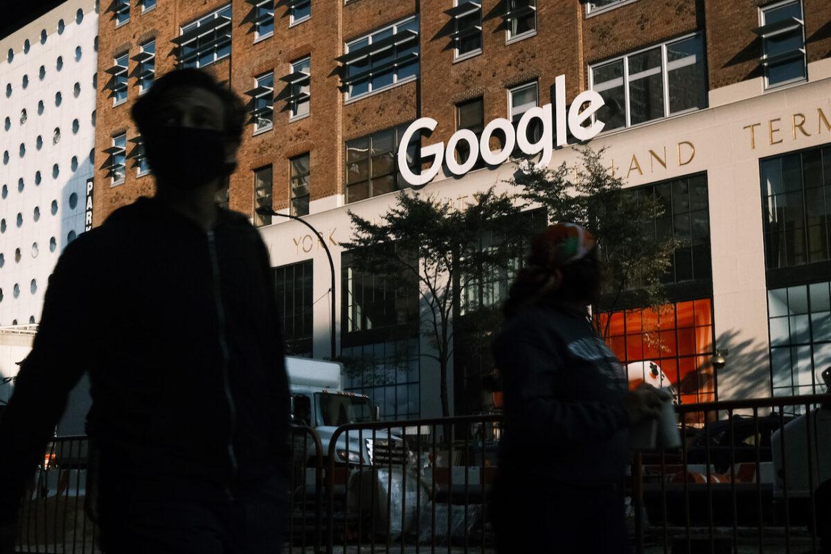 Google's offices in New York City, on Oct. 20, 2020. (Spencer Platt/Getty Images)