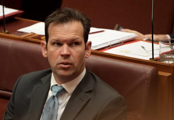 Senator Matt Canavan in the Senate at Parliament House in Canberra, Australia, on July 4, 2019. (Tracey Nearmy/Getty Images)