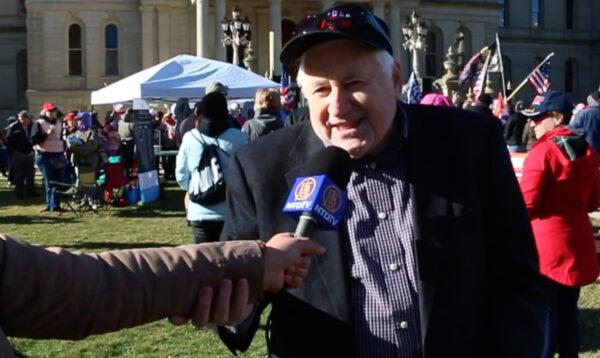 Charles Mulholland attended a Stop the Steal rally in Lansing, Michigan on Nov. 28, 2020. (NTD Television)