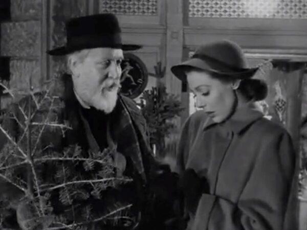 Professor Wutheridge (Monty Woolley) and Mrs. Brougham (Loretta Young) wistfully remember the old days, in “The Bishop's Wife.” (RKO Radio Pictures)