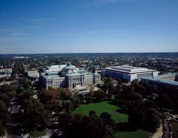 Aerial view of the historic Library of Congress Thomas Jefferson Building. (Public Domain)