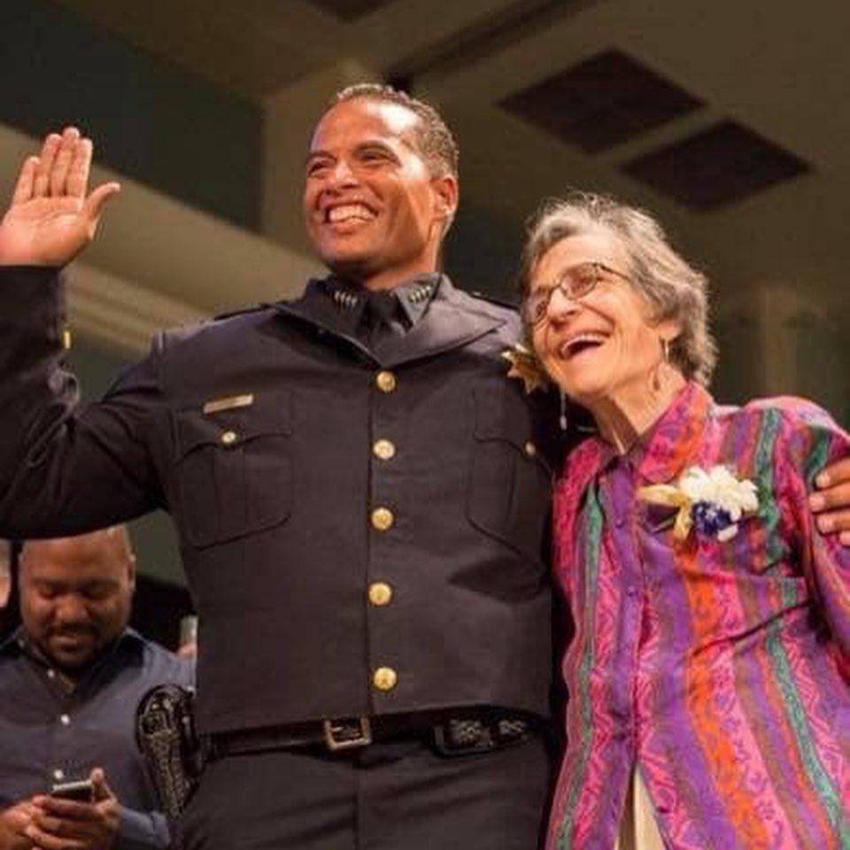 Police Chief Daniel Hahn with his adoptive mother, Mary. (Courtesy of <a href="https://twitter.com/Chief_Hahn">Daniel Hahn</a>)