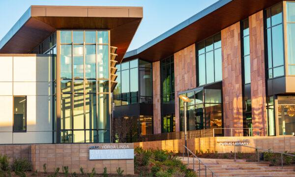 The new Yorba Linda Library and Cultural Arts Center in Yorba Linda, Calif., on Nov. 30, 2020. (John Fredricks/The Epoch Times)