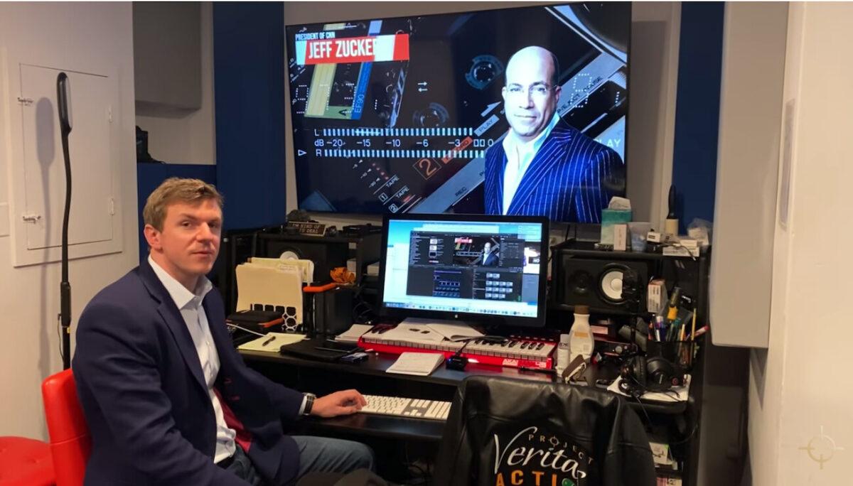 Project Veritas' James O'Keefe in a video as he listens through leaked tapes of meetings with CNN's Jeff Zucker, in a video released Dec. 1, 2020. (Project Veritas/Youtube screenshot)